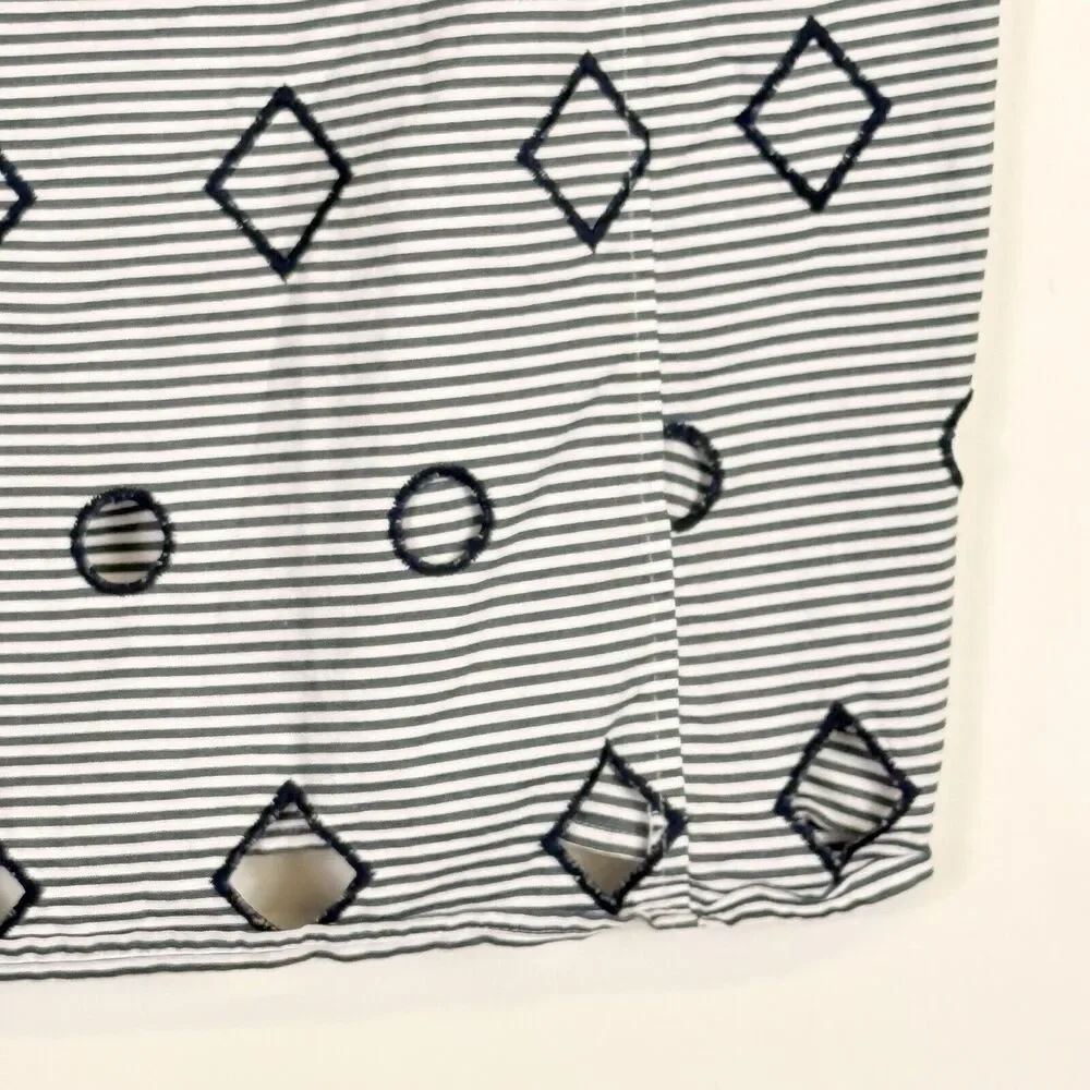 Madewell Blue White Stripe Cut Out Cropped Sleeveless Shirt Top Women's‎ 8 - Picture 3 of 6